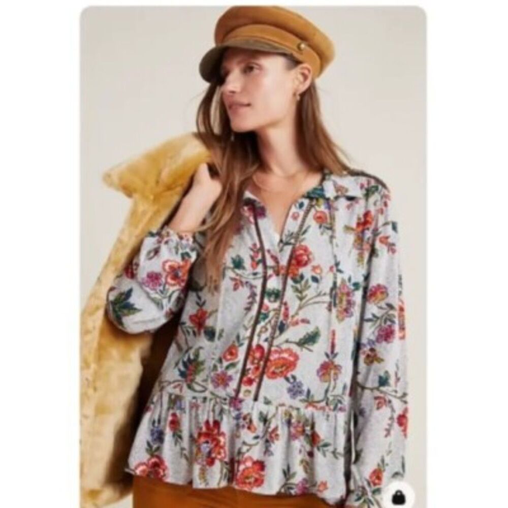 Maeve By Anthropologie Janie Flounce Ruffle Hem Top 4